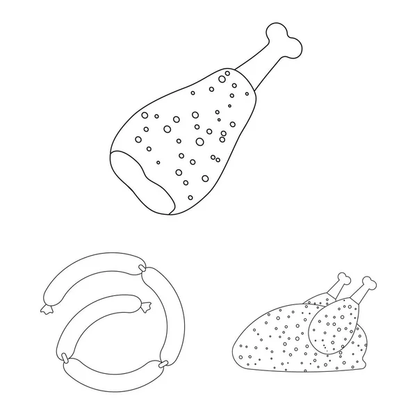 Ilustración vectorial del símbolo de carne y jamón. Colección de carne y caldo de cocina símbolo para la web . — Archivo Imágenes Vectoriales