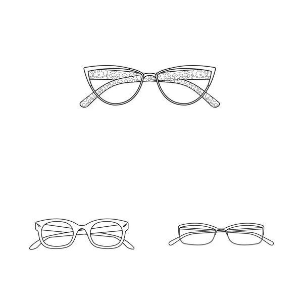 Gözlük ve çerçeve logosu yalıtılmış nesne. Web için hisse senedi sembolü gözlük ve aksesuar koleksiyonu. — Stok Vektör