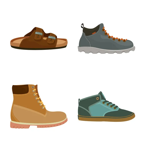 Diseño vectorial de zapato y signo de calzado. Set de zapato y pie vector icono para stock . — Vector de stock