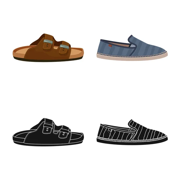 Vektorillustration des Schuh- und Schuh-Symbols. Satz von Schuhen und Fußstock-Vektor-Illustration. — Stockvektor