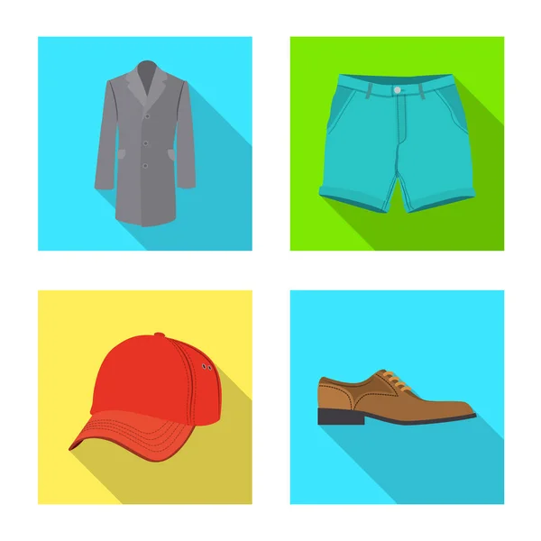 Objeto aislado del hombre y el icono de la ropa. Conjunto de hombre e icono de vector de desgaste para la acción . — Vector de stock