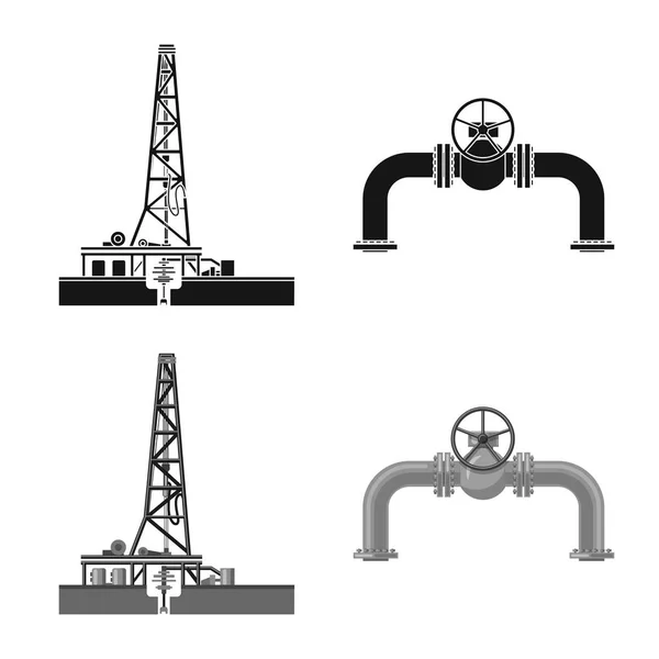 Векторное проектирование значка нефти и газа. Сбор символа запасов нефти и бензина для интернета . — стоковый вектор