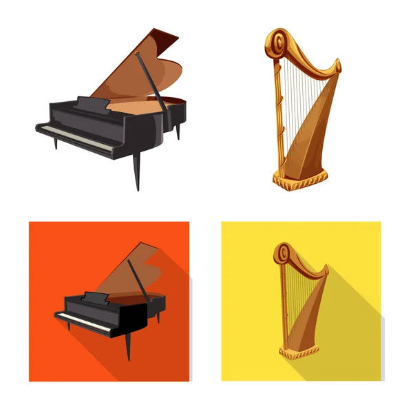 Vector ontwerp van muziek en melodie logo. Collectie van muziek en instrument aandelensymbool voor web. — Stockvector