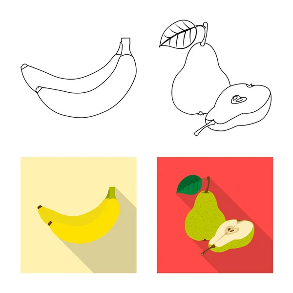 Objet isolé de légume et de fruit symbole. Ensemble de légumes et végétarien symbole de stock pour la toile . — Image vectorielle