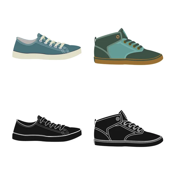 Vektorová design boty a obuv značky. Sada botu a nohu vektorové ilustrace. — Stockový vektor