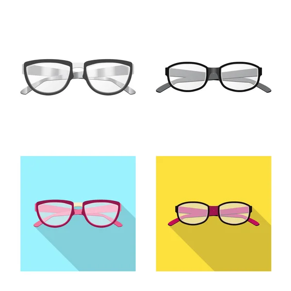 Na białym tle obiekt okulary i rama znak. Kolekcja okularów i akcesoriów Stockowa ilustracja wektorowa. — Wektor stockowy
