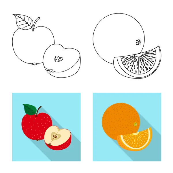 Objeto aislado de logotipo de frutas y verduras. Colección de icono de vector vegetal y vegetariano para stock . — Vector de stock