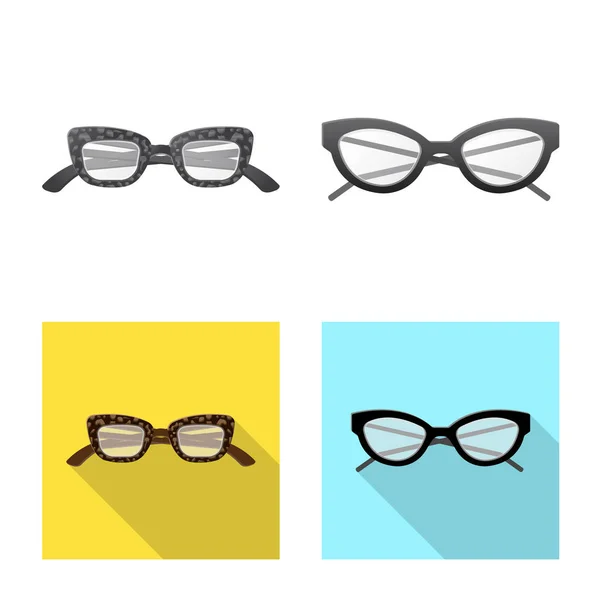 Design vettoriale di occhiali e logo della cornice. Collezione di occhiali e accessori stock illustrazione vettoriale . — Vettoriale Stock