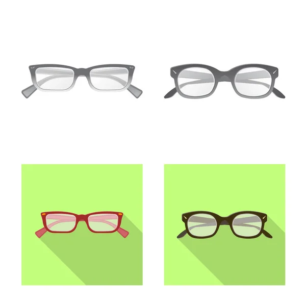 Objeto aislado de gafas y marco de muestra. Colección de gafas y accesorio icono vectorial para stock . — Archivo Imágenes Vectoriales