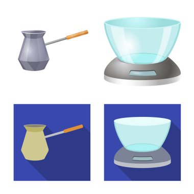 Mutfak ve yemek simge vektör tasarımı. Web için mutfak ve cihaz hisse senedi simgesi kümesi.