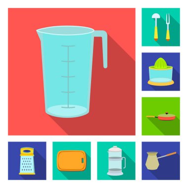 İllüstrasyon işareti mutfak ve aşçı, vektör. Hisse senedi için mutfak ve cihazı vektör simge kümesi.