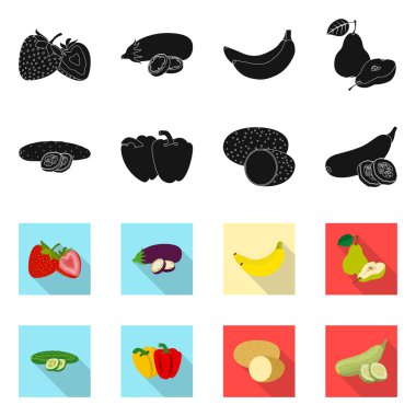 Sebze ve meyve sembolü yalıtılmış nesne. Hisse senedi için sebze ve vejeteryan vektör simge topluluğu.