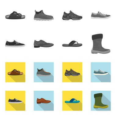 Ayakkabı ve ayakkabı simge vektör Illustration. Ayakkabı ayarla ve stok vektör çizim ayak.