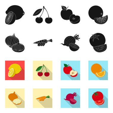 İzole işareti sebze ve meyve nesne. Sebze ve vejeteryan hisse senedi simgesi için web topluluğu.