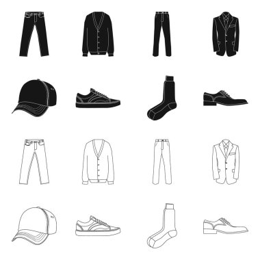 Adam ve giyim işareti vektör tasarımı. Adam ayarla ve stok vektör çizim giymek.