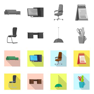 Mobilya ve iş simge vektör Illustration. Koleksiyon Mobilya ve ev hisse senedi vektör çizim.