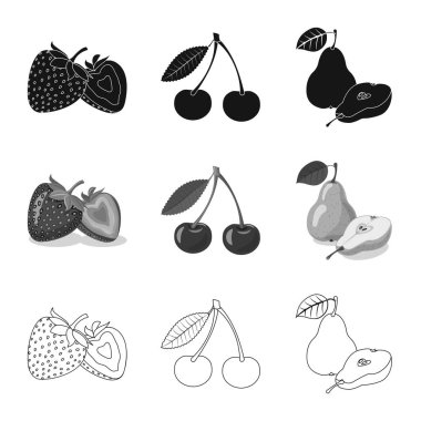 Sebze ve meyve simge vektör Illustration. Sebze ve vejeteryan hisse senedi vektör çizim seti.