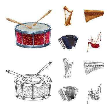 Müzik ve ayar işareti yalıtılmış nesne. Müzik ve aracı hisse senedi vektör çizim seti.