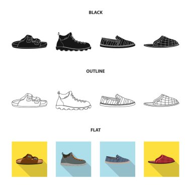 Ayakkabı ve ayakkabı işareti yalıtılmış nesne. Ayakkabı ayarla ve hisse senedi simgesi web için ayak.