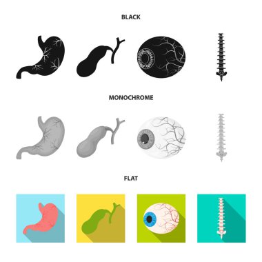 Vücut ve insan simge vektör Illustration. Vücut ve hisse senedi için tıbbi vektör simge kümesi.