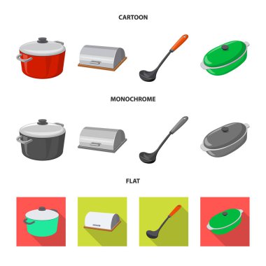 İllüstrasyon işareti mutfak ve aşçı, vektör. Hisse senedi için mutfak ve cihazı vektör simge topluluğu.