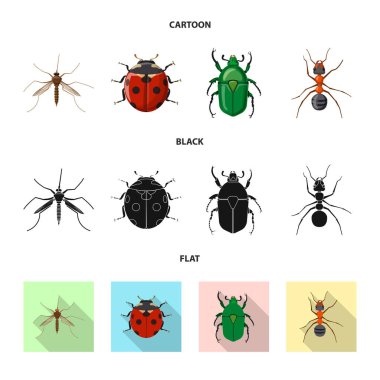 Böcek ve sinek simge vektör tasarımı. Hisse senedi için böcek ve öğe vektör simge kümesi.