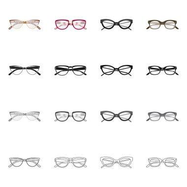 Gözlük ve çerçeve simge vektör tasarımı. Gözlük ve aksesuar hisse senedi vektör çizim.