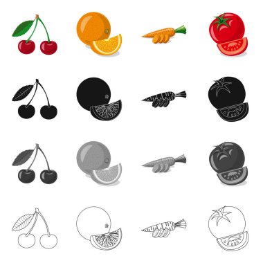 Sebze ve meyve simge vektör Illustration. Hisse senedi için sebze ve vejeteryan vektör simge kümesi.