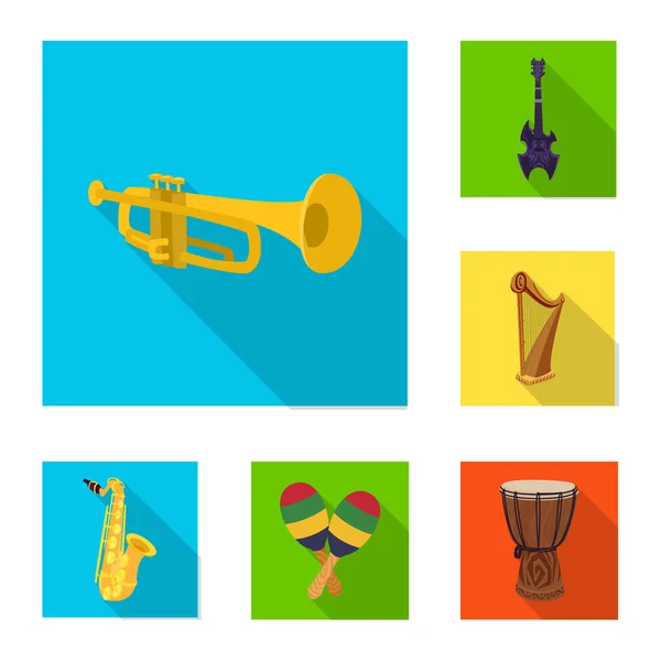 Ilustración vectorial de música y logotipo de melodía. Conjunto de música y icono de vector de herramienta para stock . — Vector de stock
