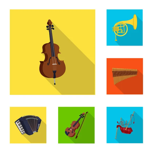Vektor illustration av musik och finjustera tecken. Samling av musik och verktyget lager vektorillustration. — Stock vektor