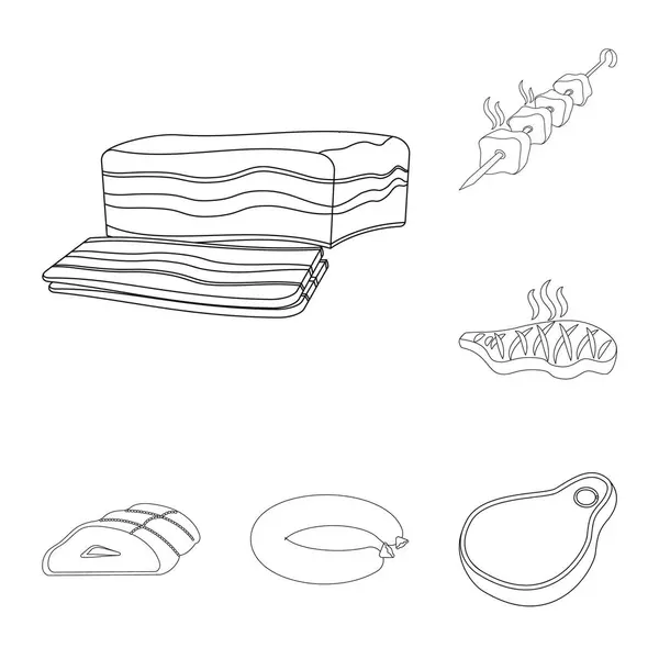 Wektor wzór znak mięsa i szynka. Zestaw mięsa i gotowanie Stockowa ilustracja wektorowa. — Wektor stockowy