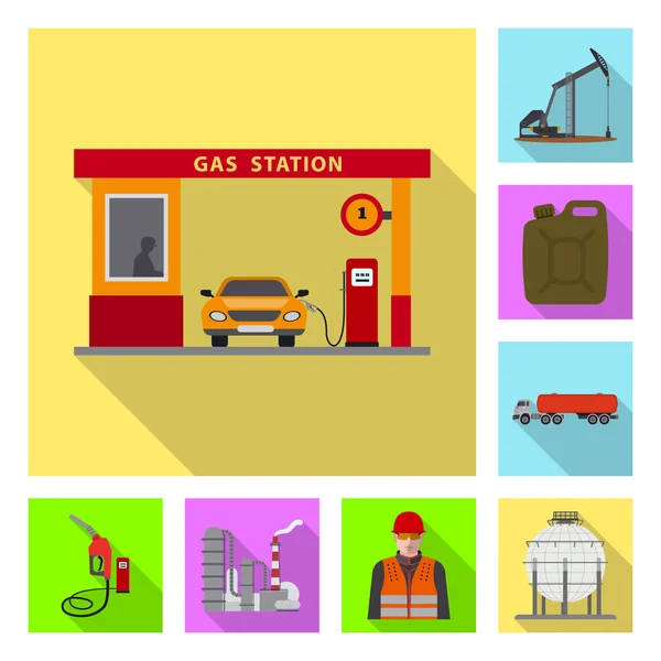 Vektorové ilustrace loga ropy a zemního plynu. Sada olej a benzín burzovní symbol pro web. — Stockový vektor