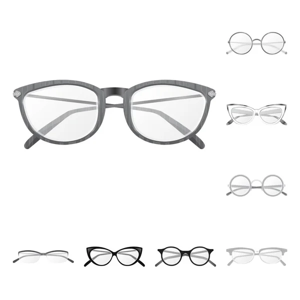 Ilustración vectorial de gafas e icono del marco. Conjunto de gafas y accesorio stock vector ilustración . — Archivo Imágenes Vectoriales