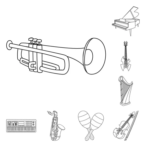 Vektor-Illustration von Musik und Melodie-Symbol. Sammlung von Musik und Werkzeugvektorsymbol für Aktien. — Stockvektor