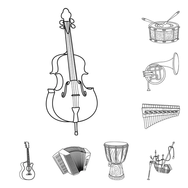 Illustration vectorielle de la musique et symbole tune. Ensemble de musique et icône vectorielle d'outil pour stock . — Image vectorielle