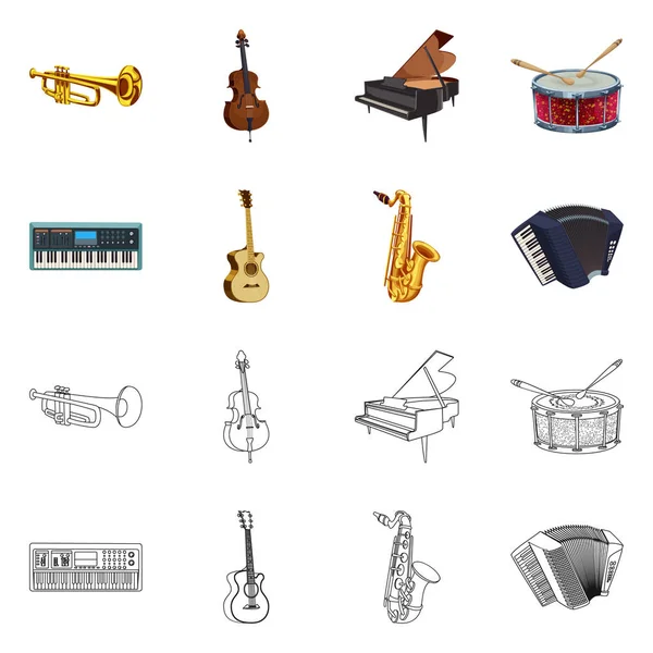 Ilustración vectorial de música e icono de melodía. Colección de música e ilustración de vector de stock de herramientas . — Vector de stock