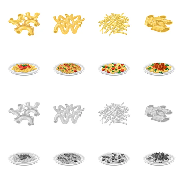 Ilustração vetorial do sinal de massas e carboidratos. Conjunto de macarrão e macarrão símbolo de estoque para web . — Vetor de Stock