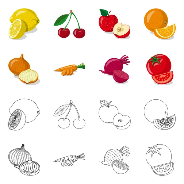 Vektorillustration von Gemüse und Obst Symbol. Sammlung pflanzlicher und vegetarischer Vektorillustrationen. — Stockvektor