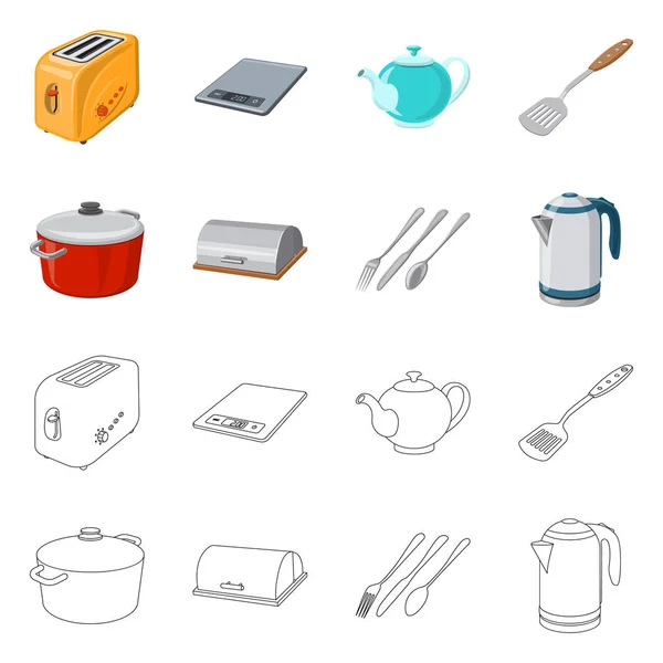 Geïsoleerde object van keuken en cook teken. Collectie van keuken- en apparatenbouw aandelensymbool voor web. — Stockvector