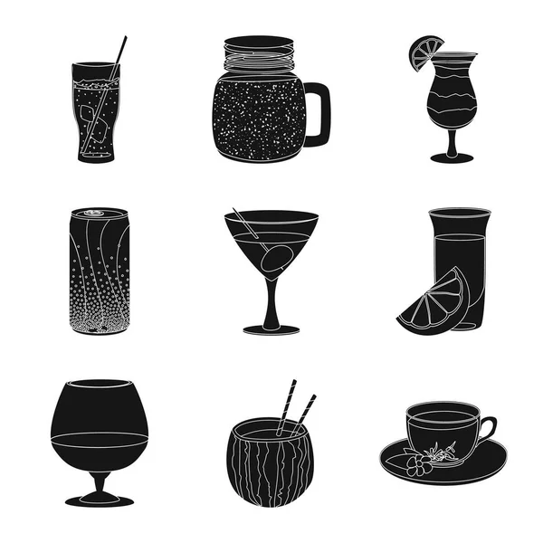 Ilustração vetorial de bebida e logotipo da barra. Conjunto de bebida e festa vetor ícone para estoque . — Vetor de Stock
