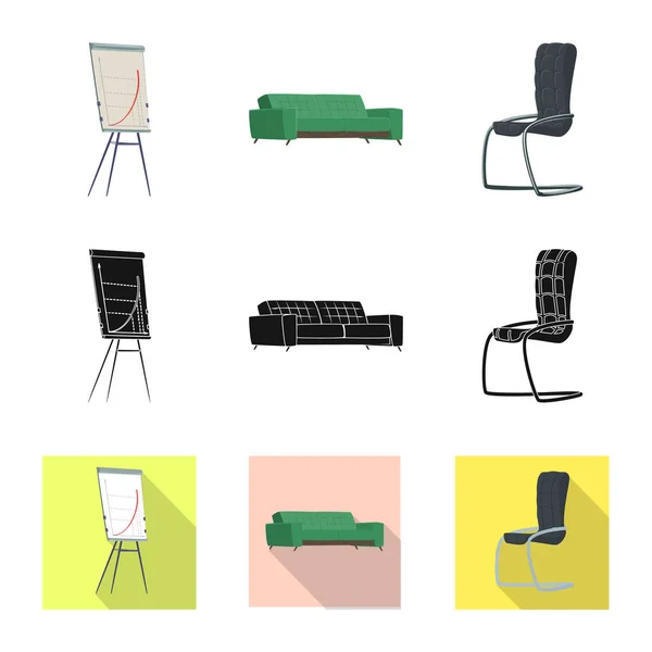 Elkülönített objektum bútorok és a munka jel. Gyűjteménye bútorok és otthoni stock vektor illusztráció. — Stock Vector