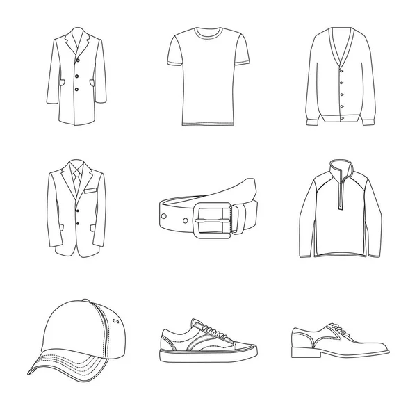Diseño vectorial del hombre y signo de la ropa. Colección de hombre y desgaste stock vector ilustración . — Vector de stock