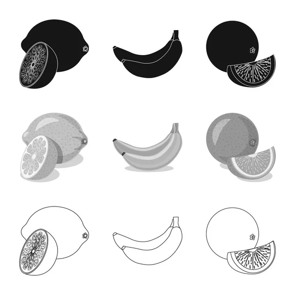 Изолированный объект овощного и фруктового логотипа. Коллекция вегетарианских векторных иллюстраций . — стоковый вектор