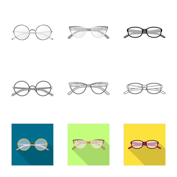 Vector illustration of glasses and frame icon. Set of glasses and accessory stock symbol for web. — Stock Vector