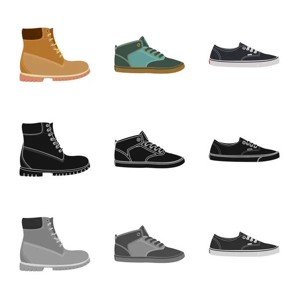 Vectorillustratie van schoenen en schoeisel logo. Collectie van schoen en voet voorraad vectorillustratie. — Stockvector