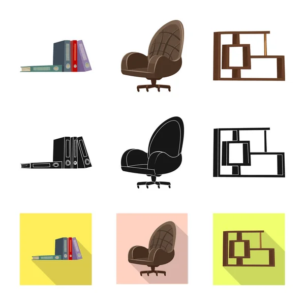 Objeto aislado de muebles y logotipo de trabajo. Conjunto de muebles y vector de inicio icono para la acción . — Vector de stock