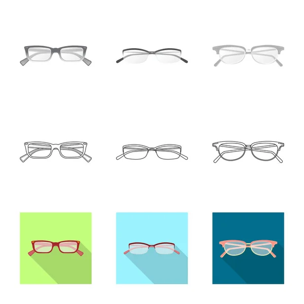 Objeto aislado de gafas y logotipo del marco. Colección de gafas y accesorio icono vectorial para stock . — Archivo Imágenes Vectoriales