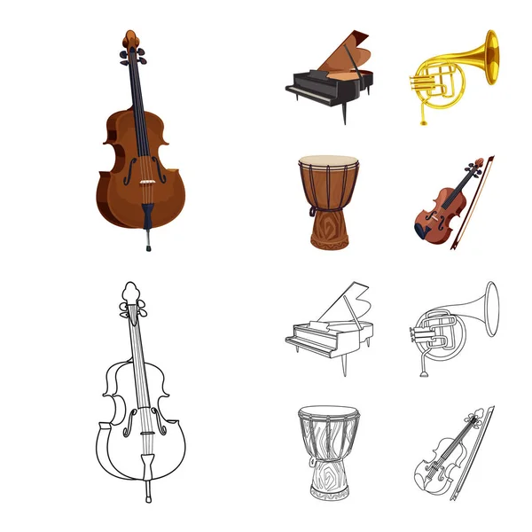 Diseño vectorial de música y logotipo de melodía. Conjunto de música y herramienta de stock símbolo para la web . — Archivo Imágenes Vectoriales