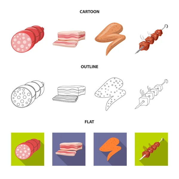 Ilustração vetorial do logotipo de carne e presunto. Coleta de ilustração vetorial carne e caldo de cozinha . — Vetor de Stock