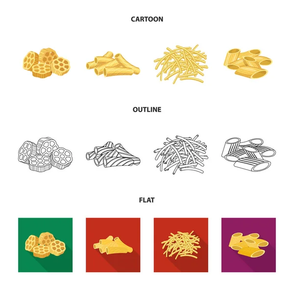 Na białym tle obiekt ikony makaron i węglowodanów. Kolekcja makaron i makaron wektor ikona na magazynie. — Wektor stockowy